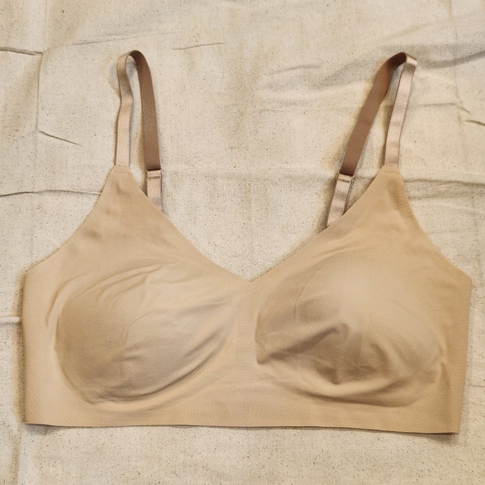 New True & Co True Body Triangle Convertible Strap Wirefree Bra Large L Nude Tan